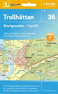 Topografische kaart – Wandelkaart 36 Sverigeserien Trollhättan | Norstedts