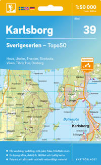 Topografische kaart – Wandelkaart 39 Sverigeserien Karlsborg | Norstedts