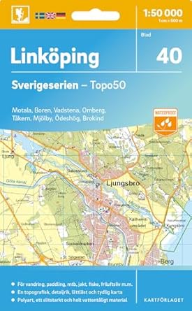 Topografische kaart – Wandelkaart 40 Sverigeserien Linköping | Norstedts
