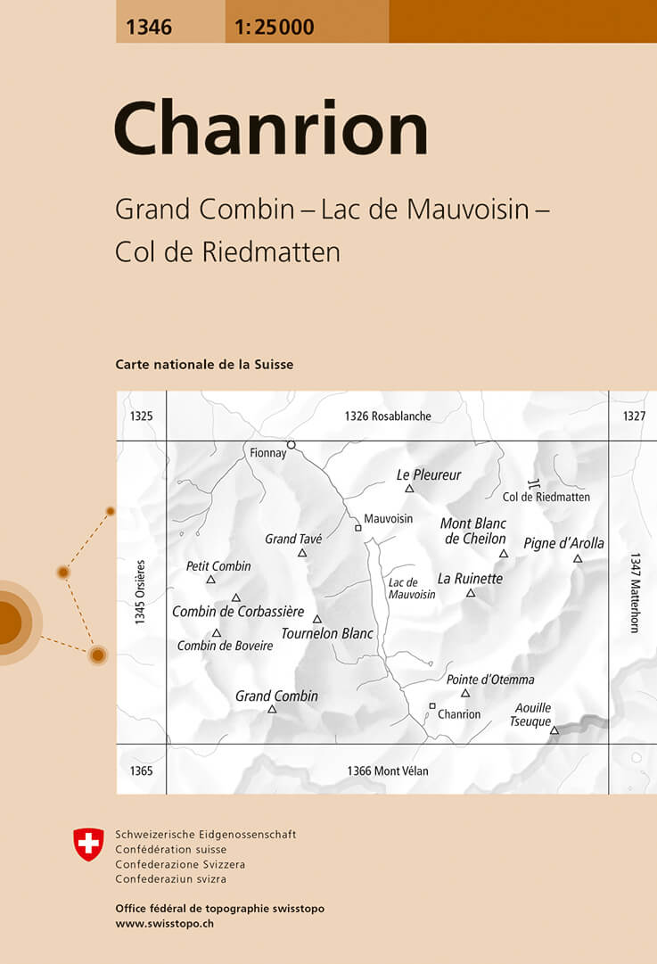 Online bestellen: Wandelkaart - Topografische kaart 1346 Chanrion | Swisstopo