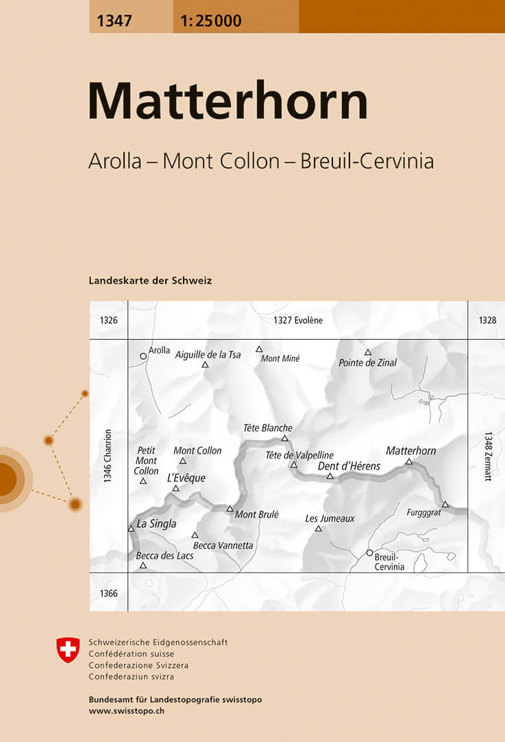 Online bestellen: Wandelkaart - Topografische kaart 1347 Matterhorn | Swisstopo