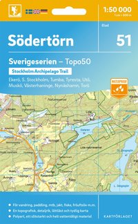 Topografische kaart – Wandelkaart 51 Sverigeserien Södertörn | Norstedts