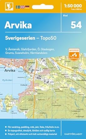 Topografische kaart – Wandelkaart 54 Sverigeserien Arvika | Norstedts