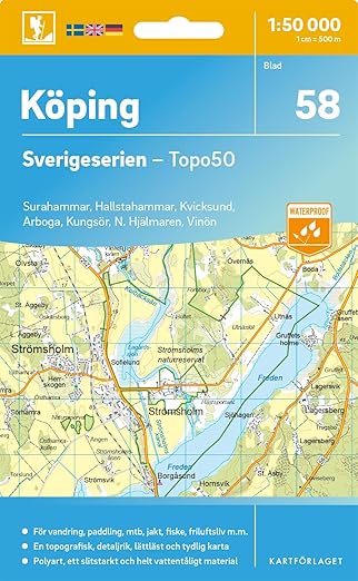 Wandelkaart – Topografische kaart 58 Sverigeserien Köping | Norstedts