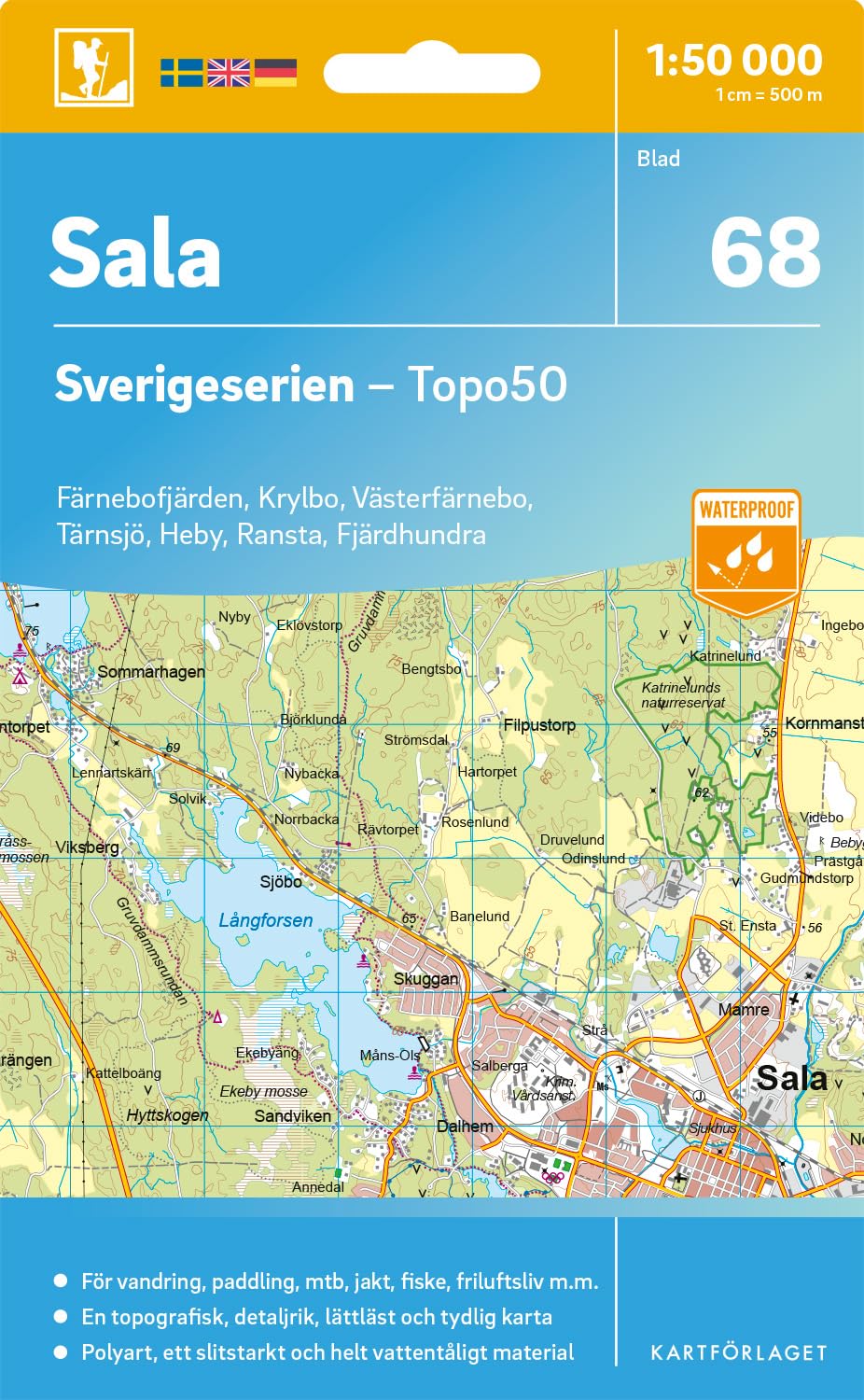 Wandelkaart – Topografische kaart 68 Sverigeserien Sala | Norstedts
