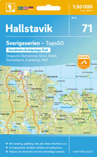 Wandelkaart – Topografische kaart 71 Sverigeserien Hallstavik | Norstedts