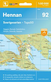 Wandelkaart – Topografische kaart 92 Sverigeserien Hennan | Norstedts