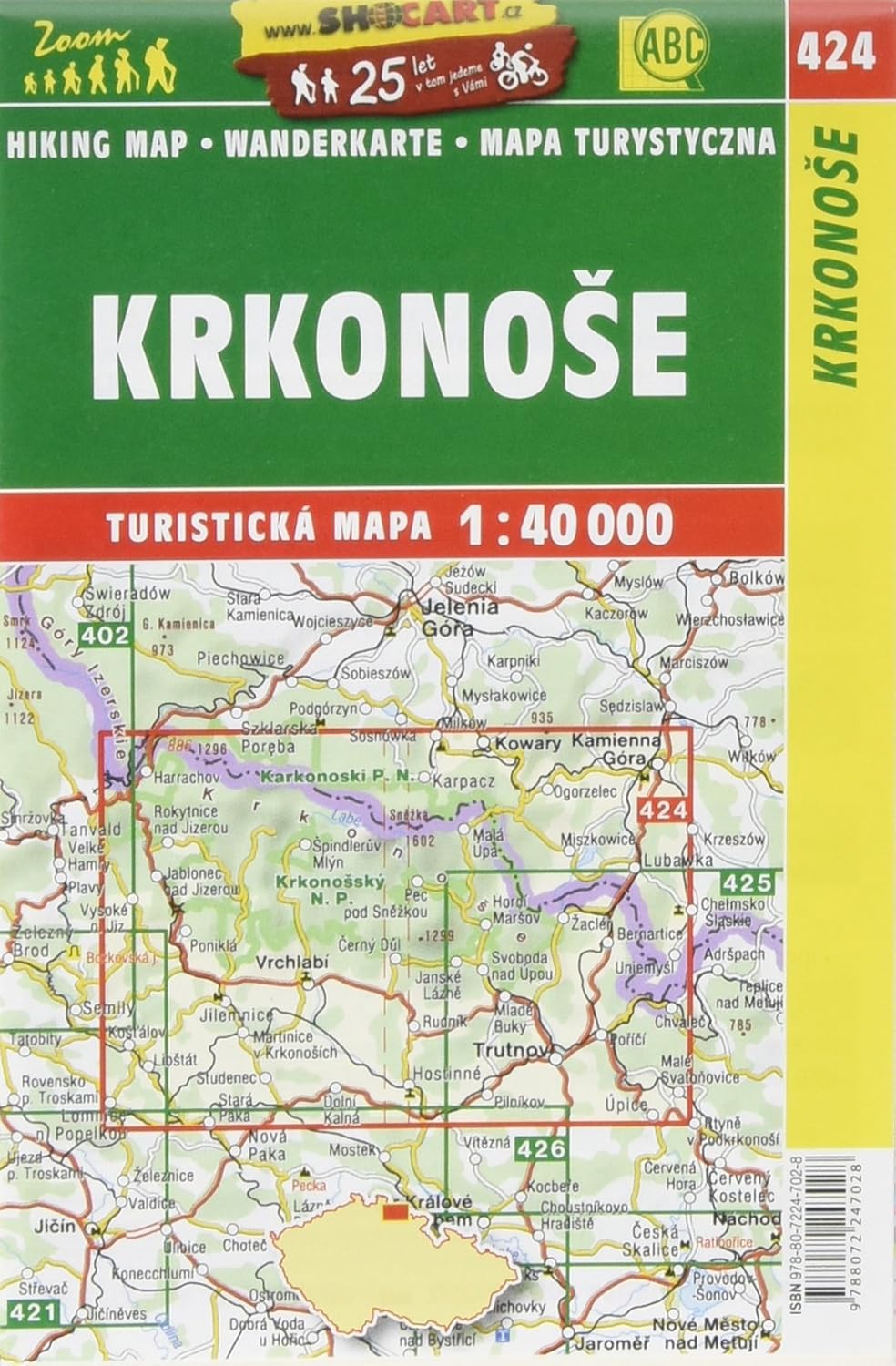 Wandelkaart 424 Krkonoše – Reuzengebergte | Shocart