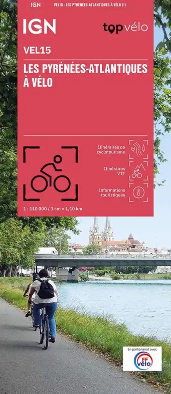 Fietskaart 15 Velo Pyrénées-Atlantiques à vélo | IGN - Institut Géogra