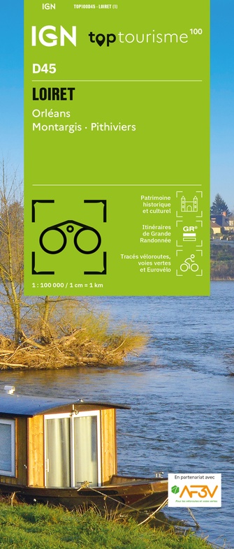 Fietskaart - Wegenkaart - landkaart D45 Top D100 Loiret | IGN - Instit