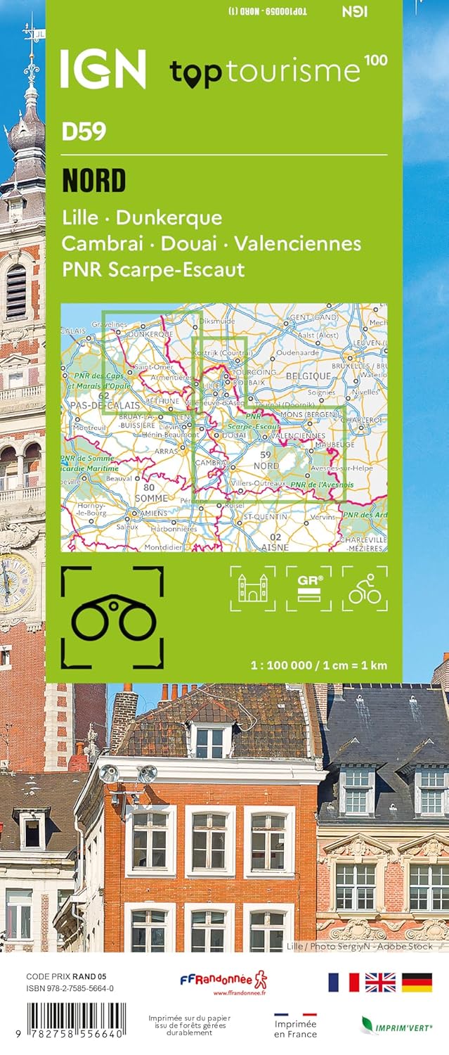 Wegenkaart - landkaart D59 Top D100 Nord | IGN - Institut Géographique