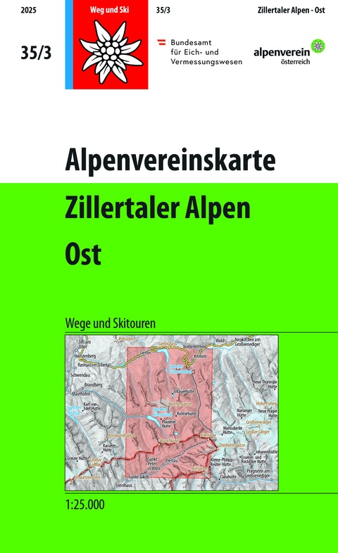 Wandelkaart 35/3 Alpenvereinskarte Zillertaler Alpen Ost | Alpenverein