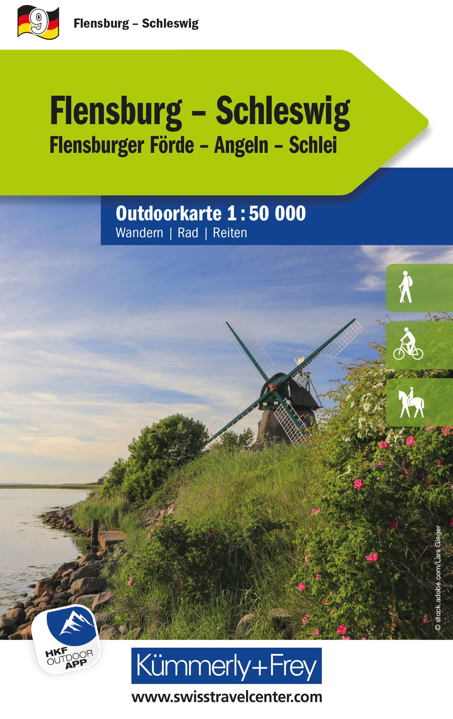 Fietskaart - Wandelkaart 9 Outdoorkarte Flensburg / Schleswig | Kümmer
