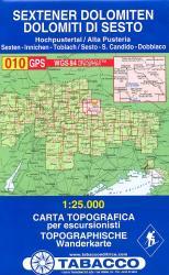 Wandelkaart Tabacco 010 Dolomiti di Sesto / Sextener Dolomiten  - Dolomieten / Italie | 