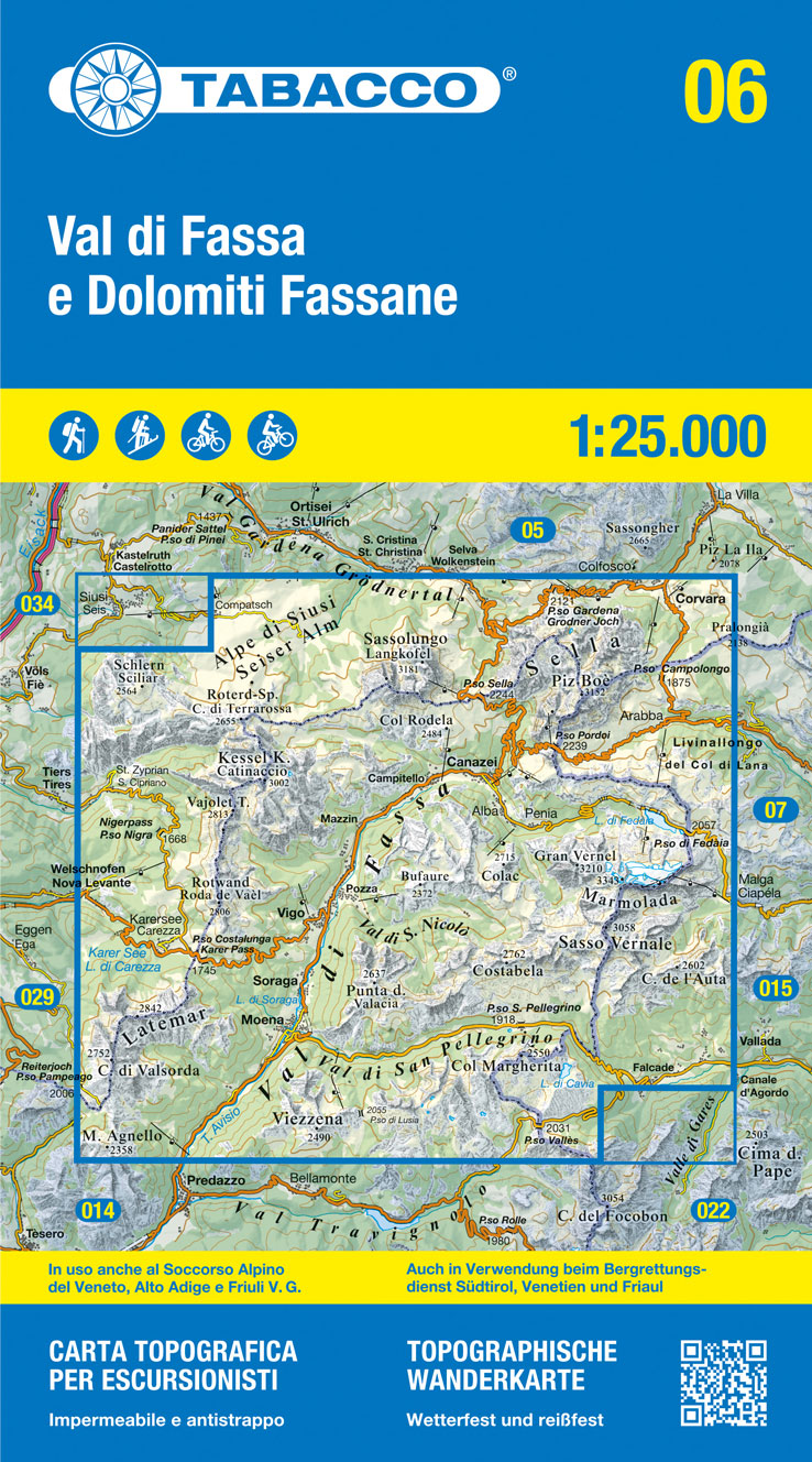 Online bestellen: Wandelkaart 006 Val di Fassa e Dolomiti Fassane | Tabacco Editrice