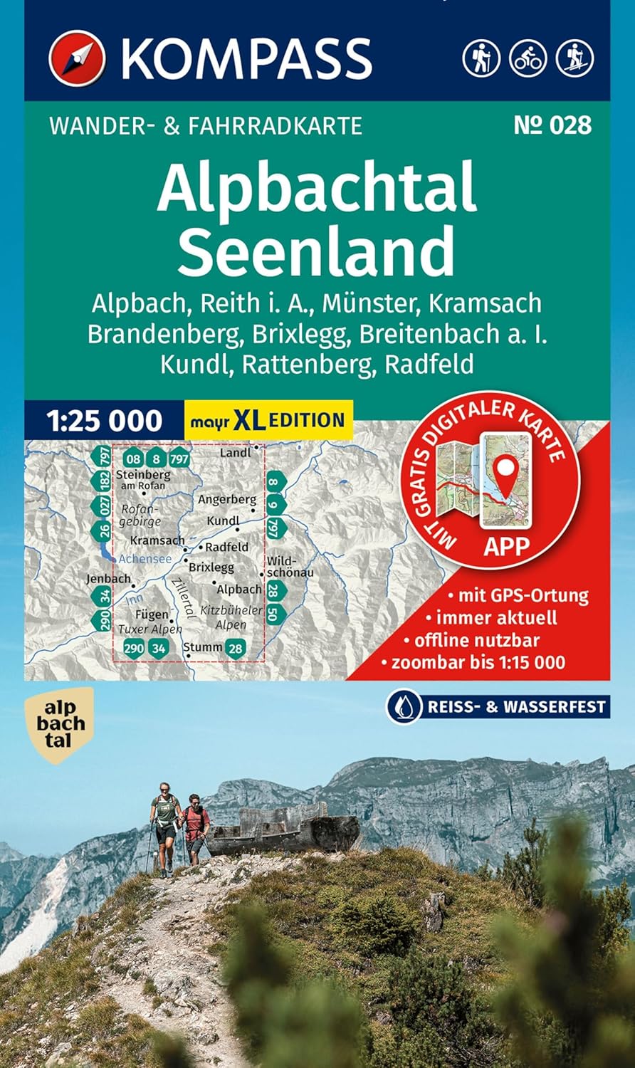 Online bestellen: Wandelkaart 028 Alpbachtal, Seenland | Kompass