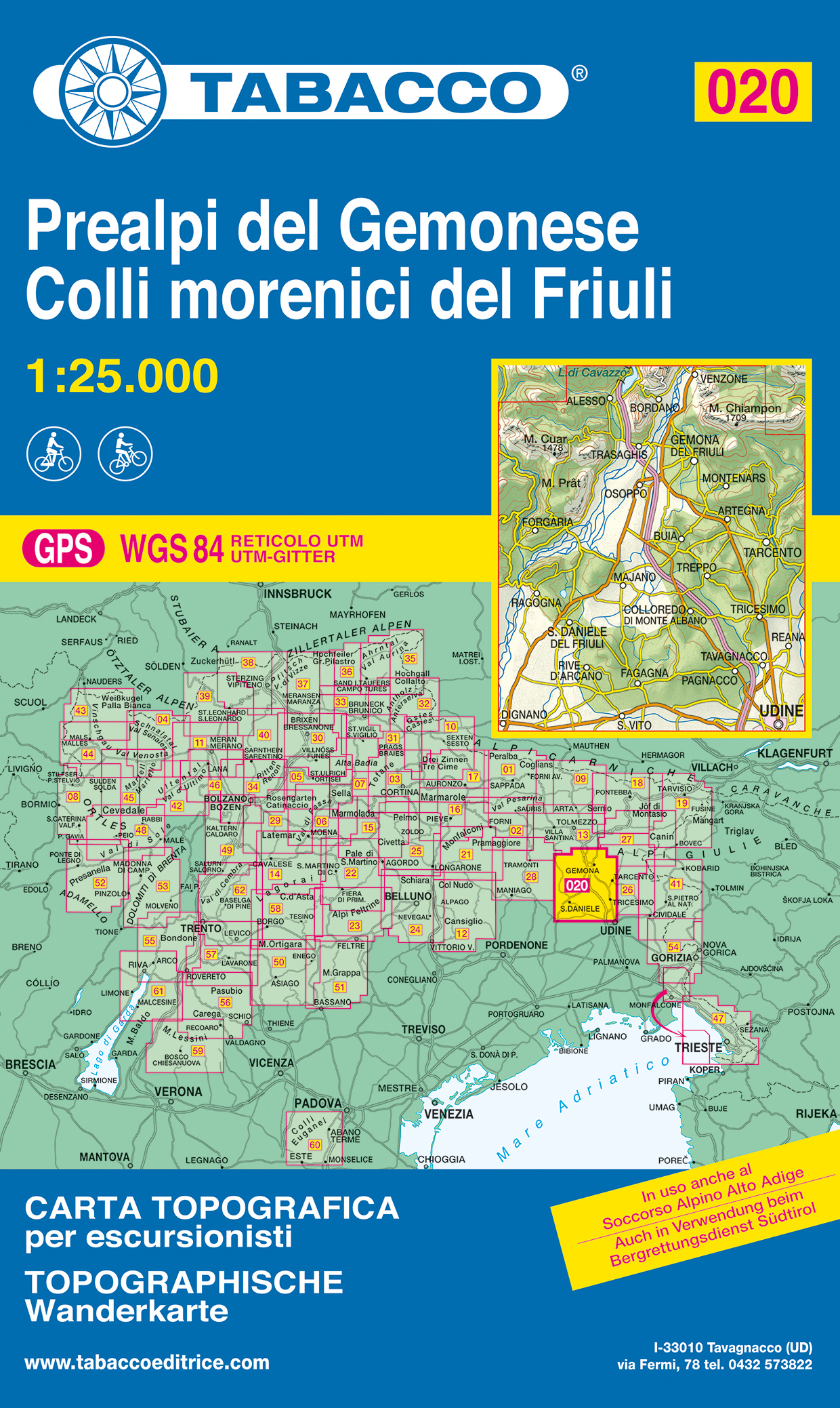 Online bestellen: Wandelkaart 020 Prealpi del Gemonese - Colli morecini del Friuli | Tabacco Editrice