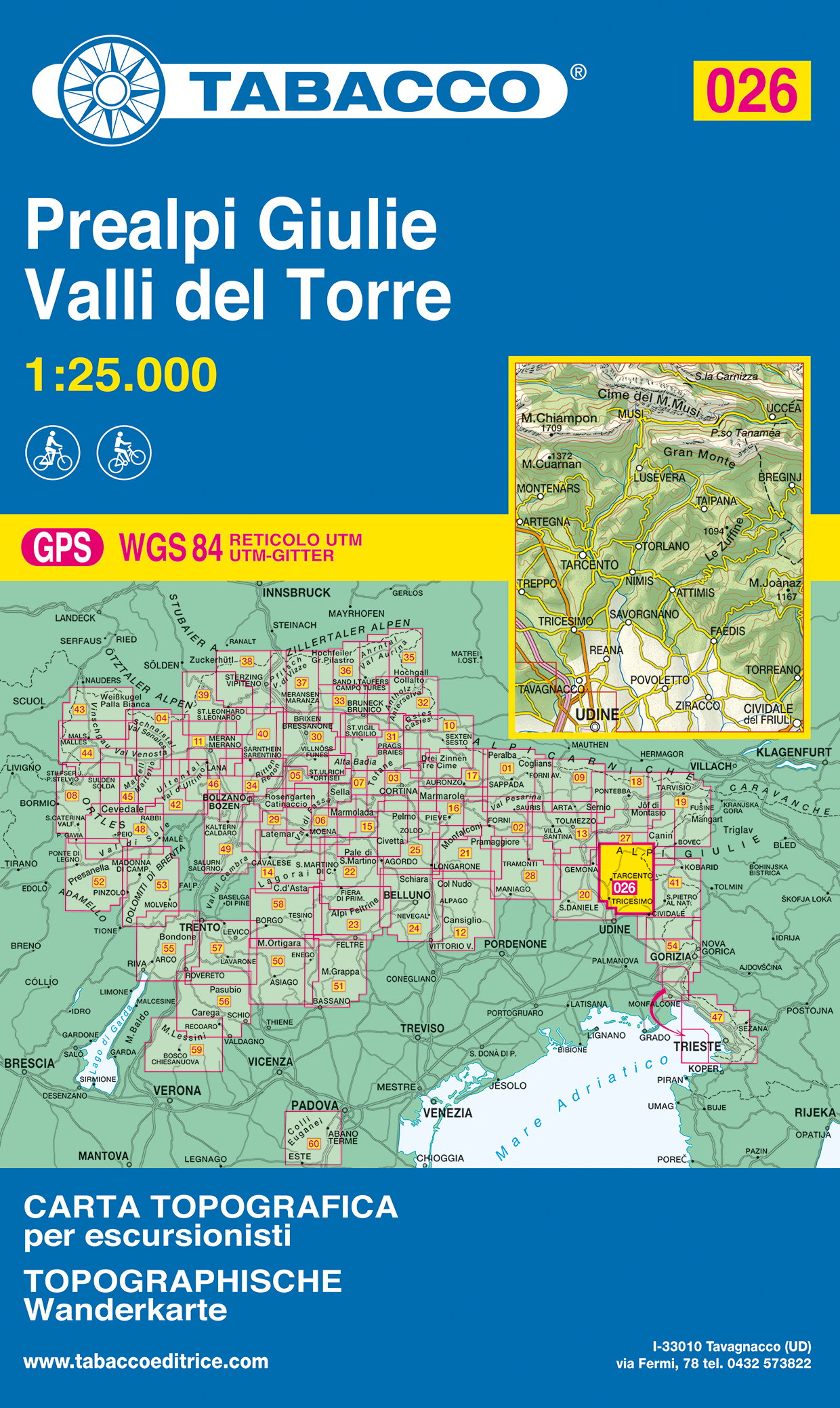 Online bestellen: Wandelkaart 026 Prealpi Giulie - Valli del Torre | Tabacco Editrice