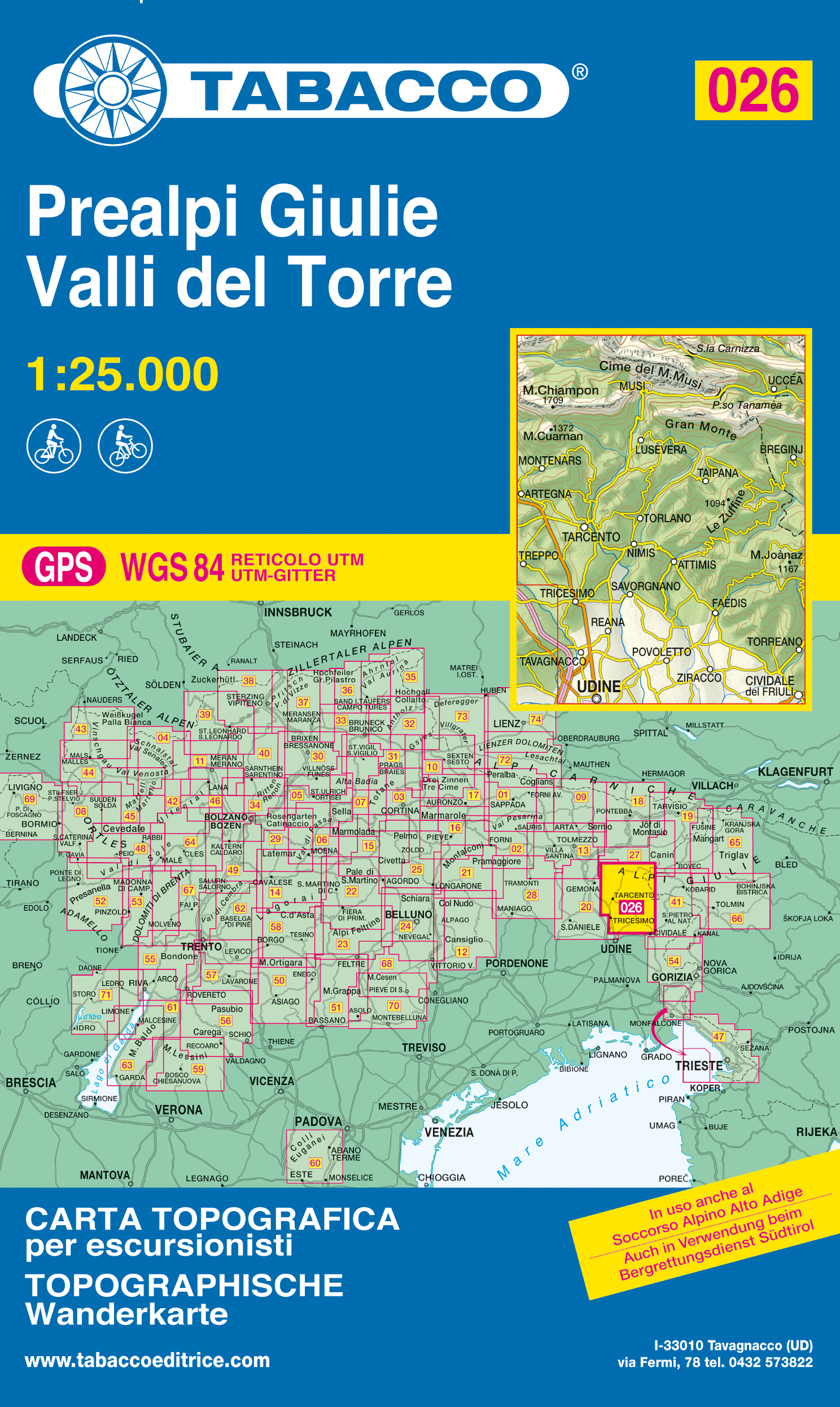 Wandelkaart 026 Prealpi Giulie - Valli del Torre | Tabacco Editrice