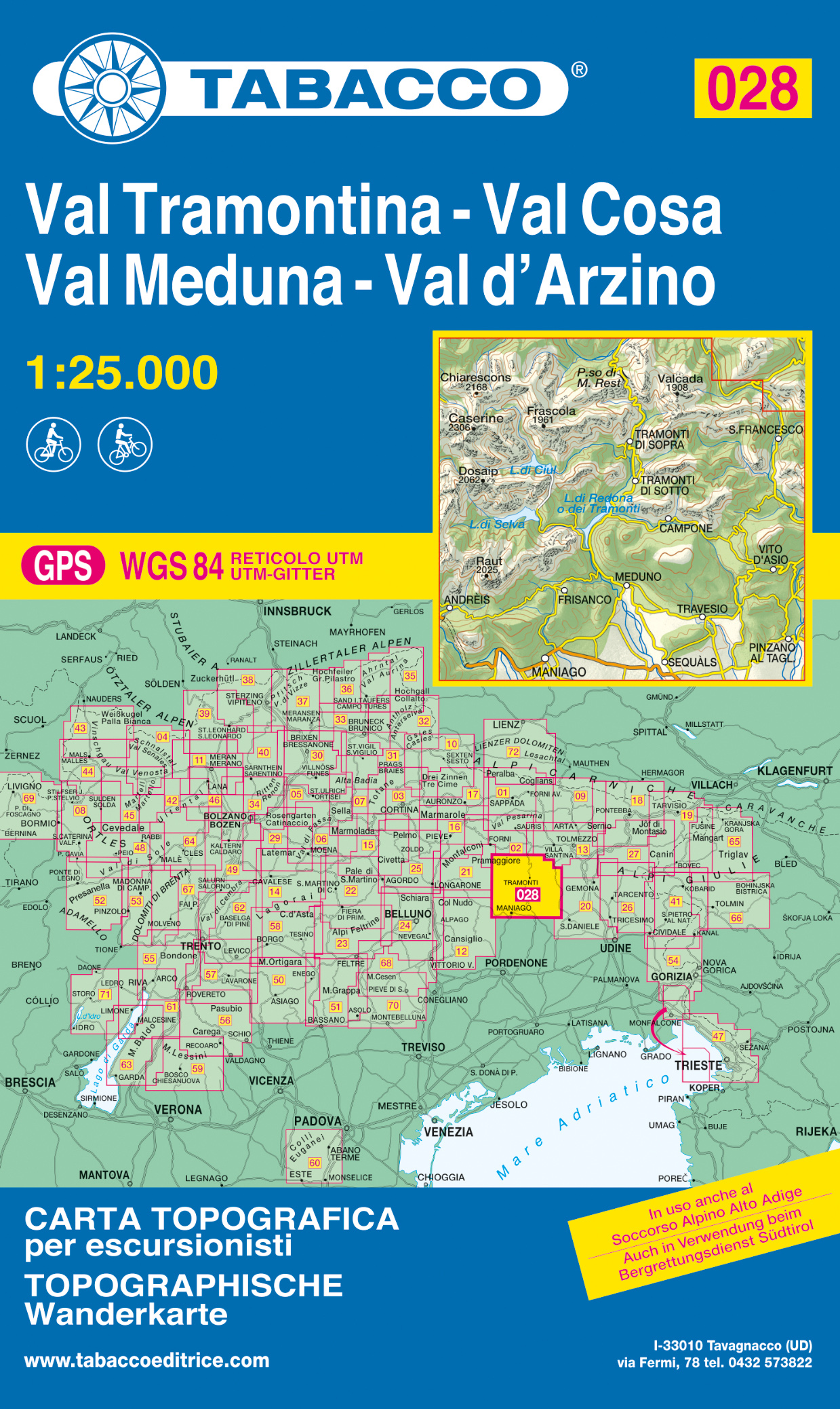 Online bestellen: Wandelkaart 028 Val Tramontina - Val Cosa - Val Meduna- Val d' Arzino | Tabacco Editrice