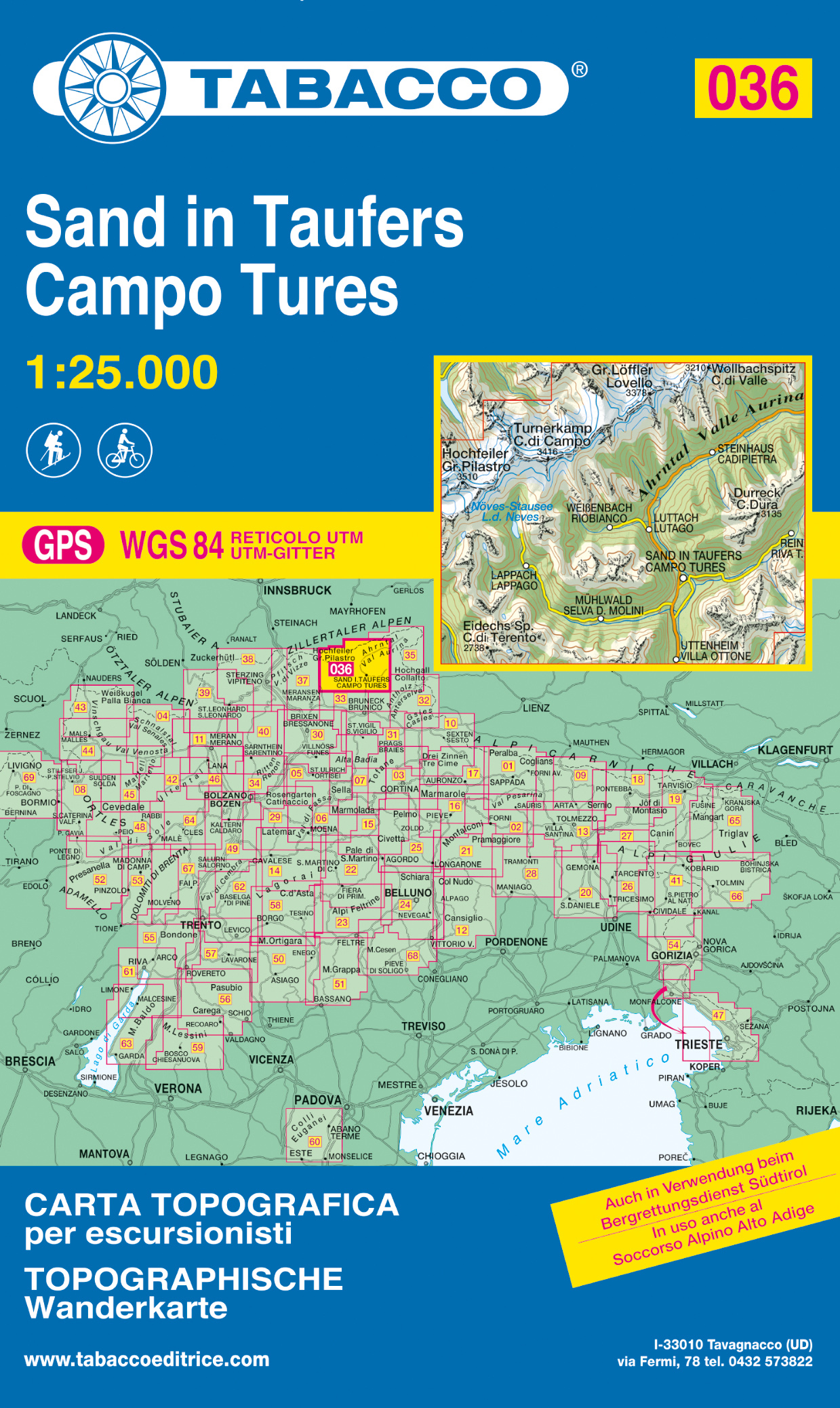 Online bestellen: Wandelkaart 036 Sand in Taufers - Campo Tures | Tabacco Editrice