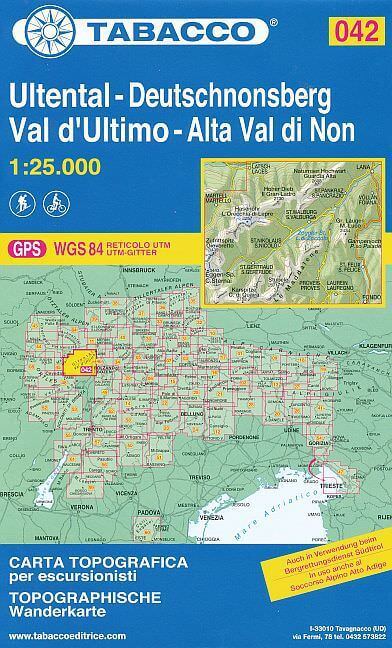 Online bestellen: Wandelkaart 042 Ultental - Deutschnonsberg- Val d'Ultimo - Alta Val di Non | Tabacco Editrice