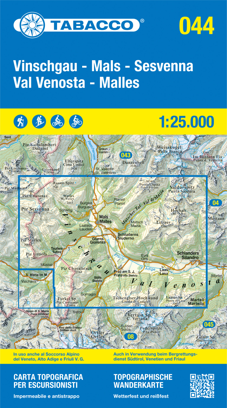Wandelkaart 044 Vinschgau - Mals - Sesvenna - Val Venosta - Malles | T