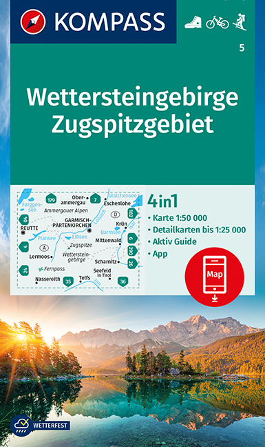 Online bestellen: Wandelkaart 5 Wettersteingebirge - Zugspitzgebiet | Kompass