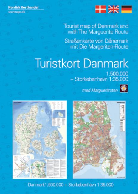 Wegenkaart - landkaart Denemarken + Margrietenroute | Scanmaps