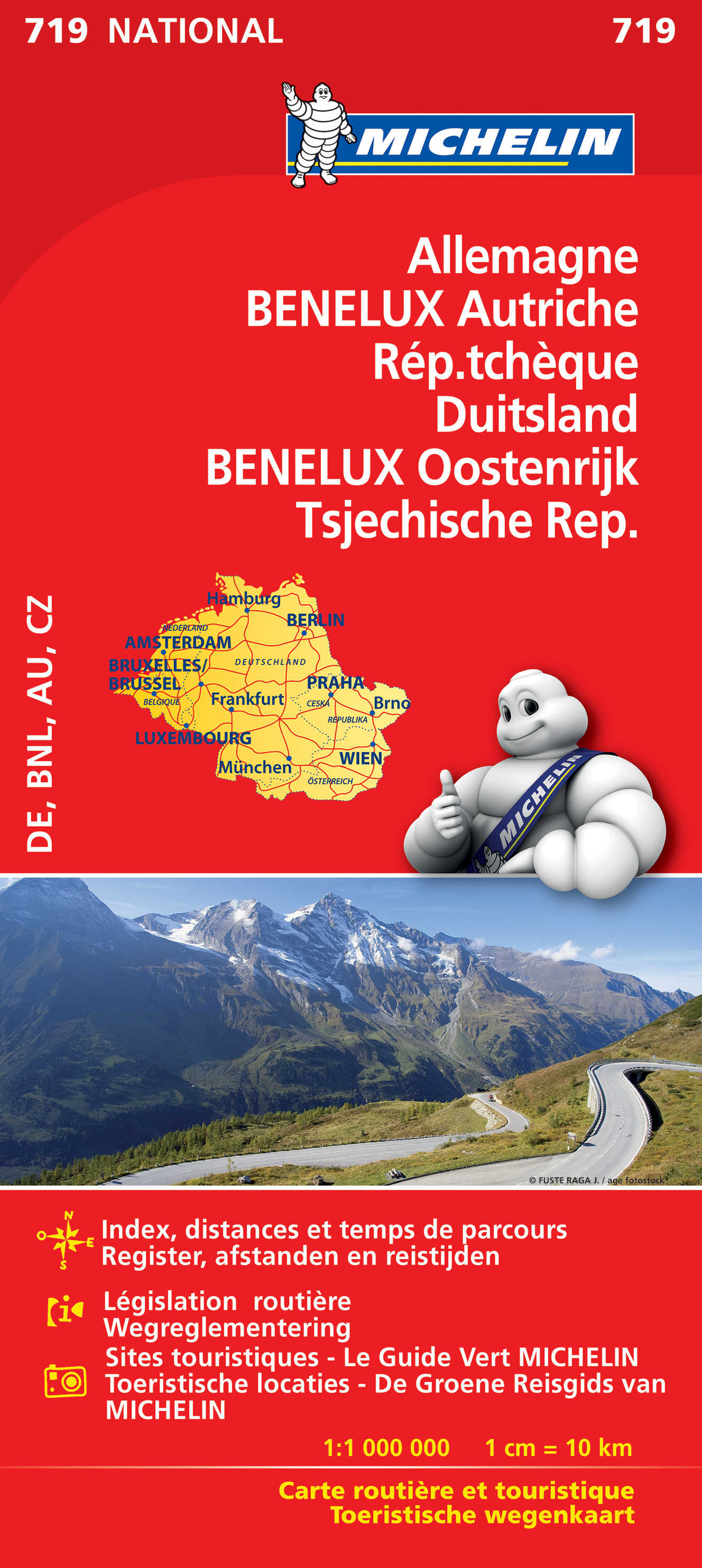 Online bestellen: Wegenkaart - landkaart 719 Duitsland, Benelux, Oostenrijk & Tsjechie | Michelin
