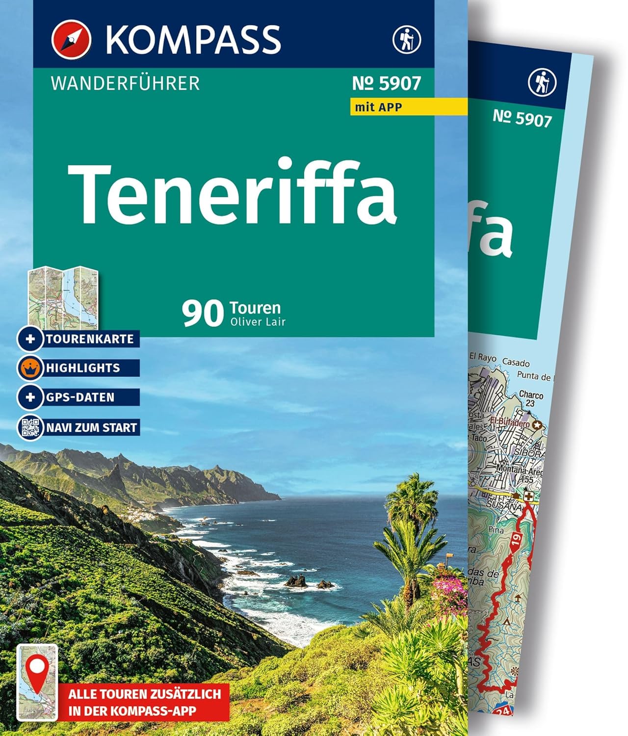 Wandelgids 5907 Kompass Wanderführer Teneriffa, 90 Touren mit Extra-To