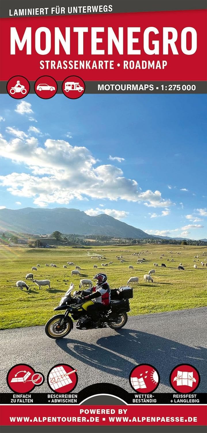 Wegenkaart – landkaart MoTourMaps Montenegro Auto- und Motorradkarte | Motourmedia