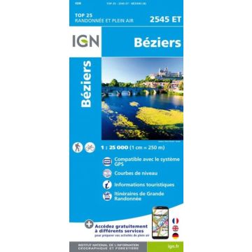 Wandelkaart 2545ET Béziers | IGN - Institut Géographique National