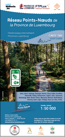 Fietskaart - Fietsknooppuntenkaart Provincie Luxemburg - Zuid | NGI -
