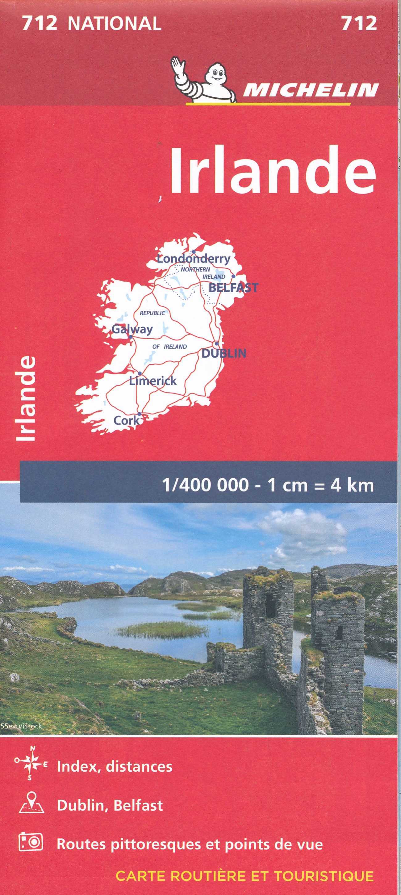 Online bestellen: Wegenkaart - landkaart 712 Ierland | Michelin