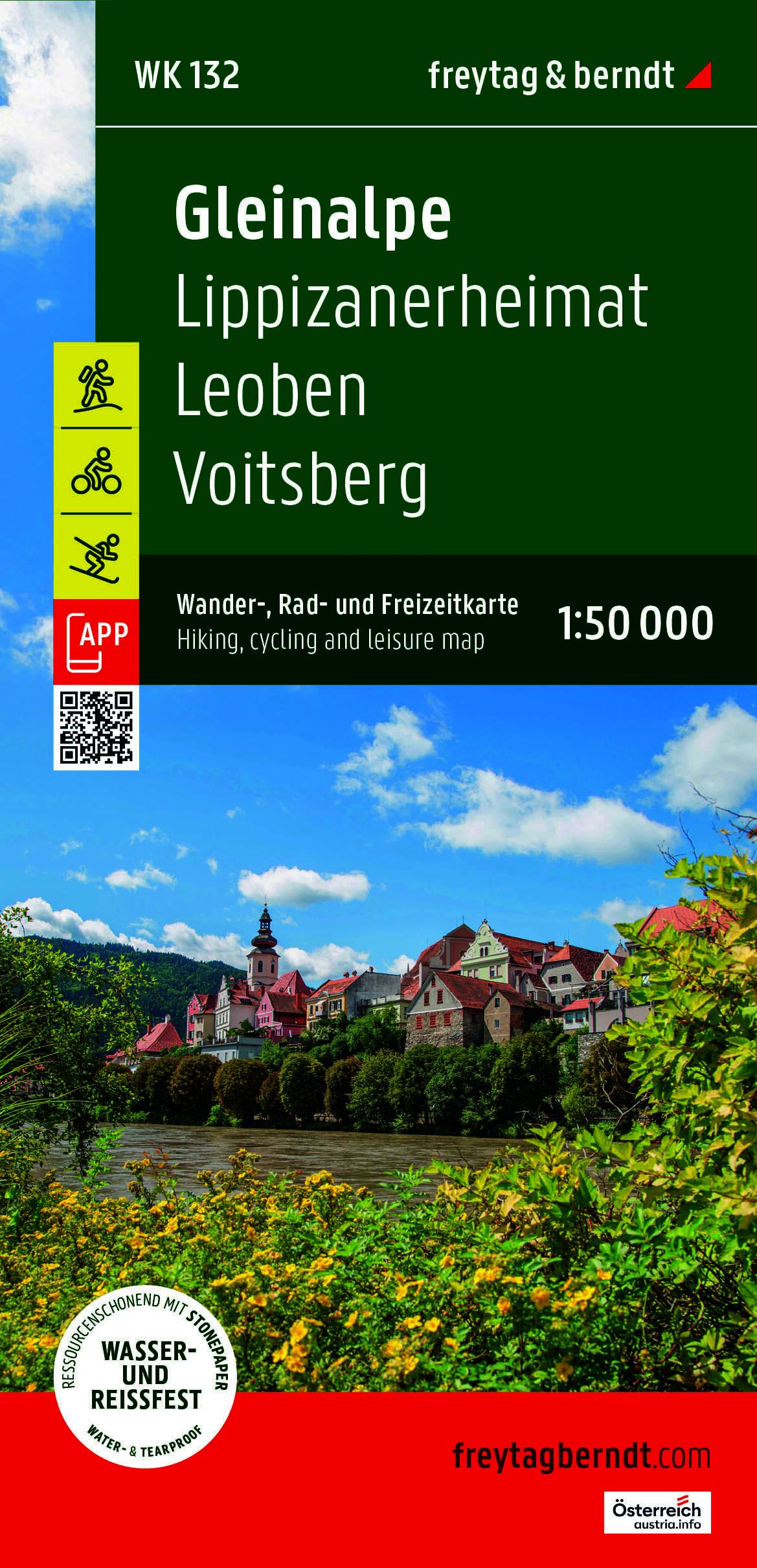 Fietskaart – Wandelkaart 132 Gleinalpe – Leoben – Voitsberg | Freytag & Berndt