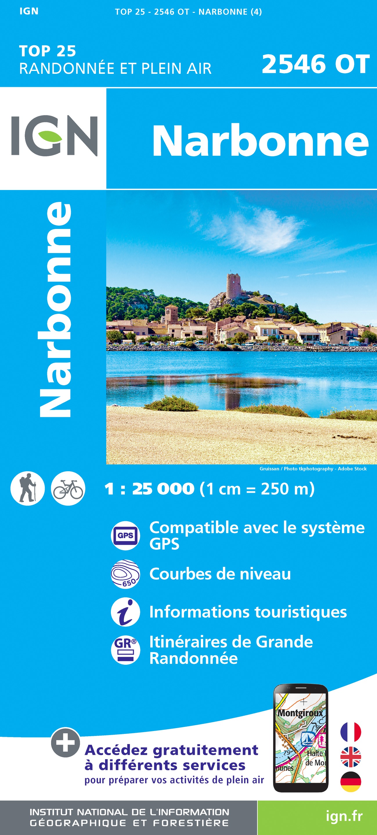 Online bestellen: Wandelkaart - Topografische kaart 2546OT Narbonne | IGN - Institut Géographique National