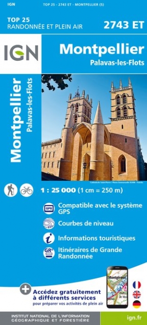 Online bestellen: Wandelkaart - Topografische kaart 2743ET Montpellier | IGN - Institut Géographique National