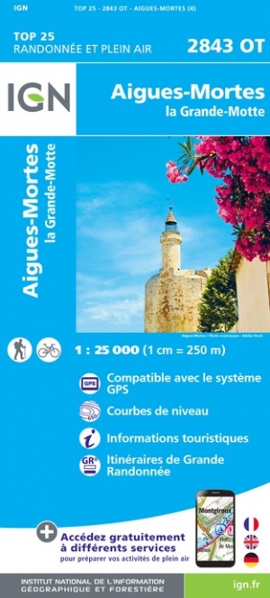 Online bestellen: Wandelkaart - Topografische kaart 2843OT Aigues - Mortes - La Grande Motte | IGN - Institut Géographique National