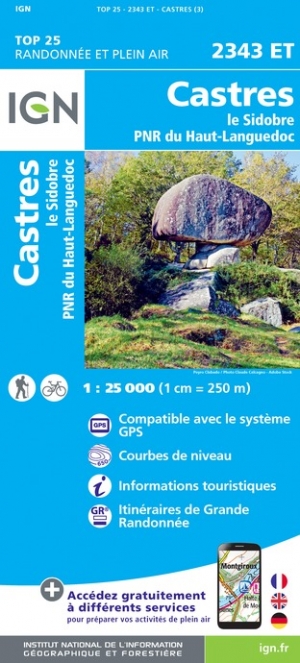 Online bestellen: Wandelkaart - Topografische kaart 2343ET Castres, Sidobre, Brassac, Vebre, PNR du Haut Languedoc | IGN - Institut Géographique National