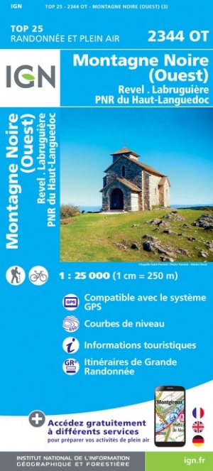 Online bestellen: Wandelkaart - Topografische kaart 2344OT Montagne Noire (ouest) - Revel - Labrugiere - PNR du Haut Languedoc | IGN - Institut Géographique National
