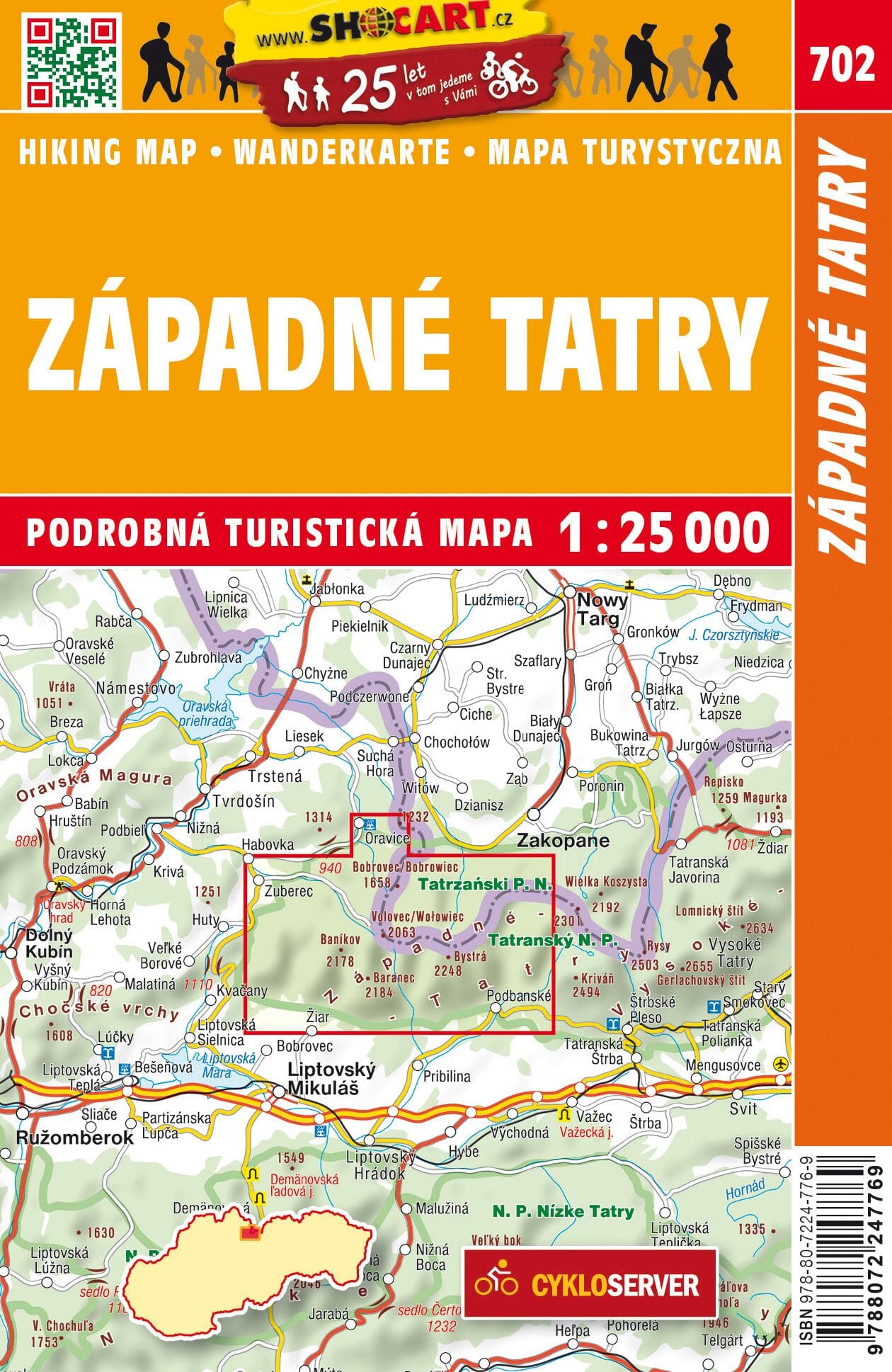 Wandelkaart 702 Západné Tatry – Westelijke Tatra | Shocart