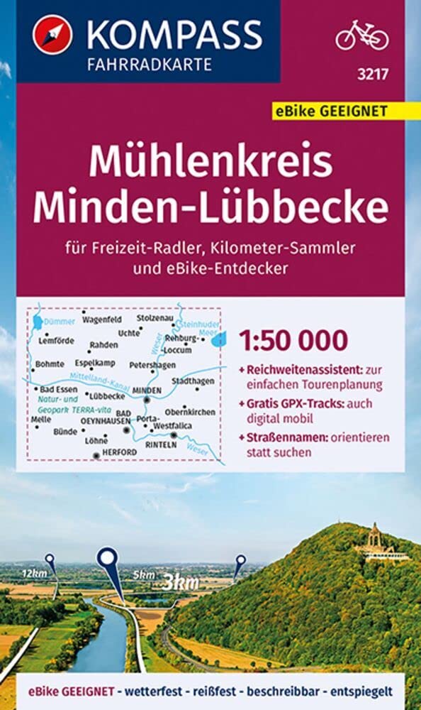 Fietskaart 3217 Mühlenkreis Minden-Lübbecke | Kompass