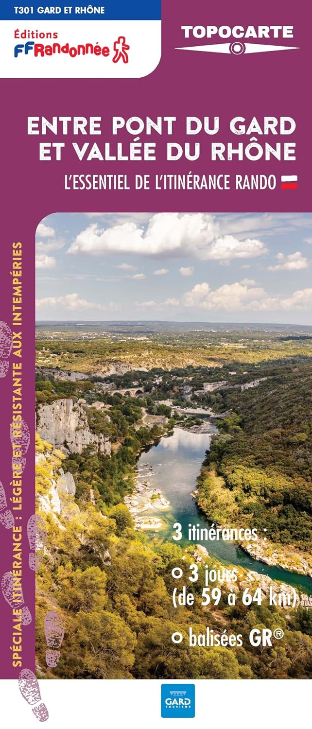 Wandelkaart 301 Entre pont du Gard et vallée du Rhône | FFRP
