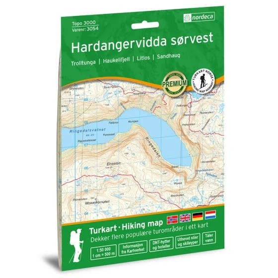 Wandelkaart 3054 Topo 3000 Hardangervidda sorvest | Nordeca