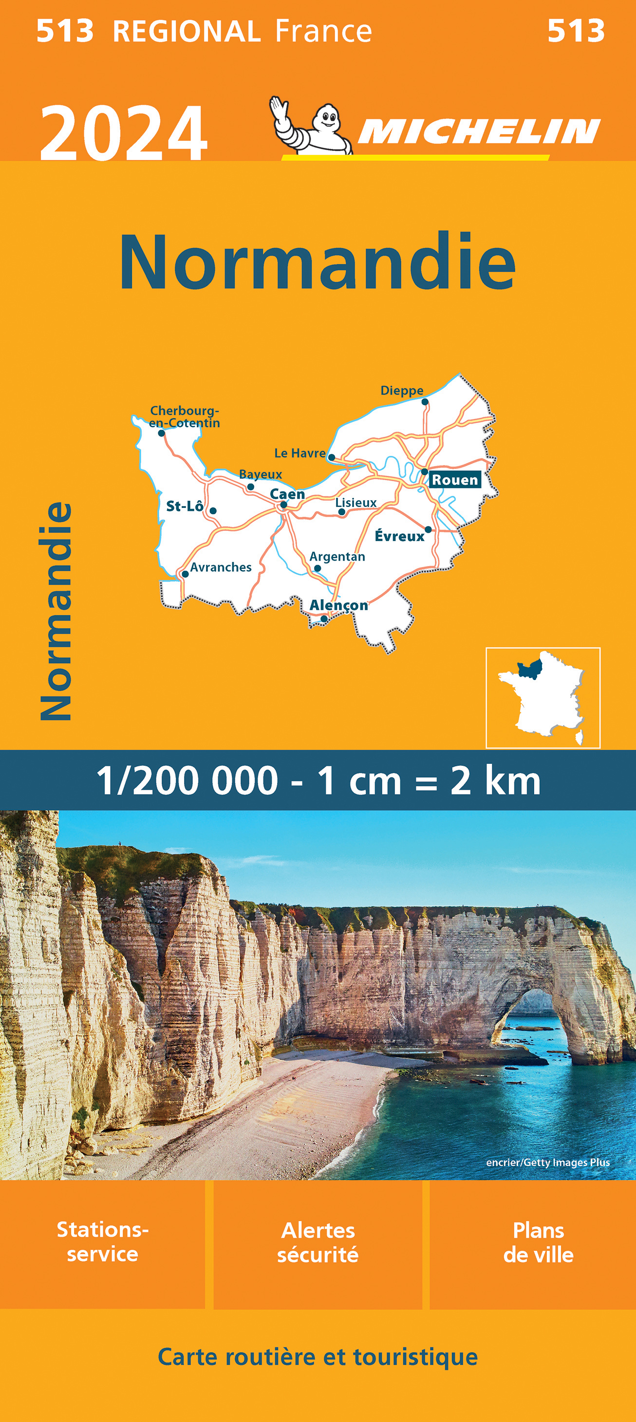 Online bestellen: Wegenkaart - landkaart 513 Normandie 2024 | Michelin