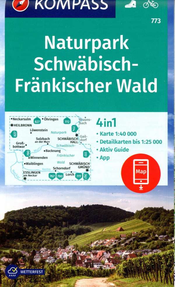 Online bestellen: Wandelkaart 773 Naturpark Schwäbisch - Fränkischer Wald | Kompass