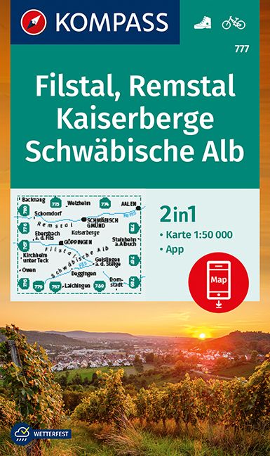 Online bestellen: Wandelkaart 777 Filstal - Remstal - Kaiserberge - Schwäbische Alb | Kompass