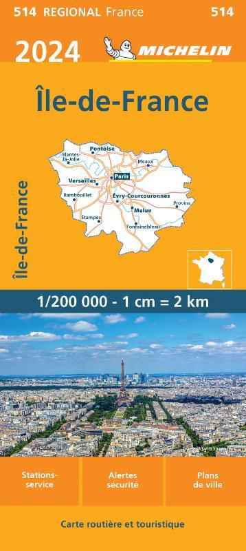 Online bestellen: Wegenkaart - landkaart 514 Île de France 2024 | Michelin