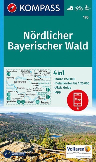 Online bestellen: Wandelkaart 195 Nördlicher Bayerischer Wald | Kompass